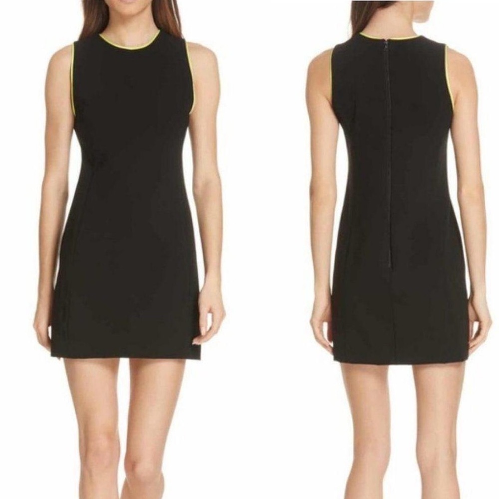 Alice + Olivia Clyde Sleeveless Mini Dress Women’s 0 Black Neon Yellow